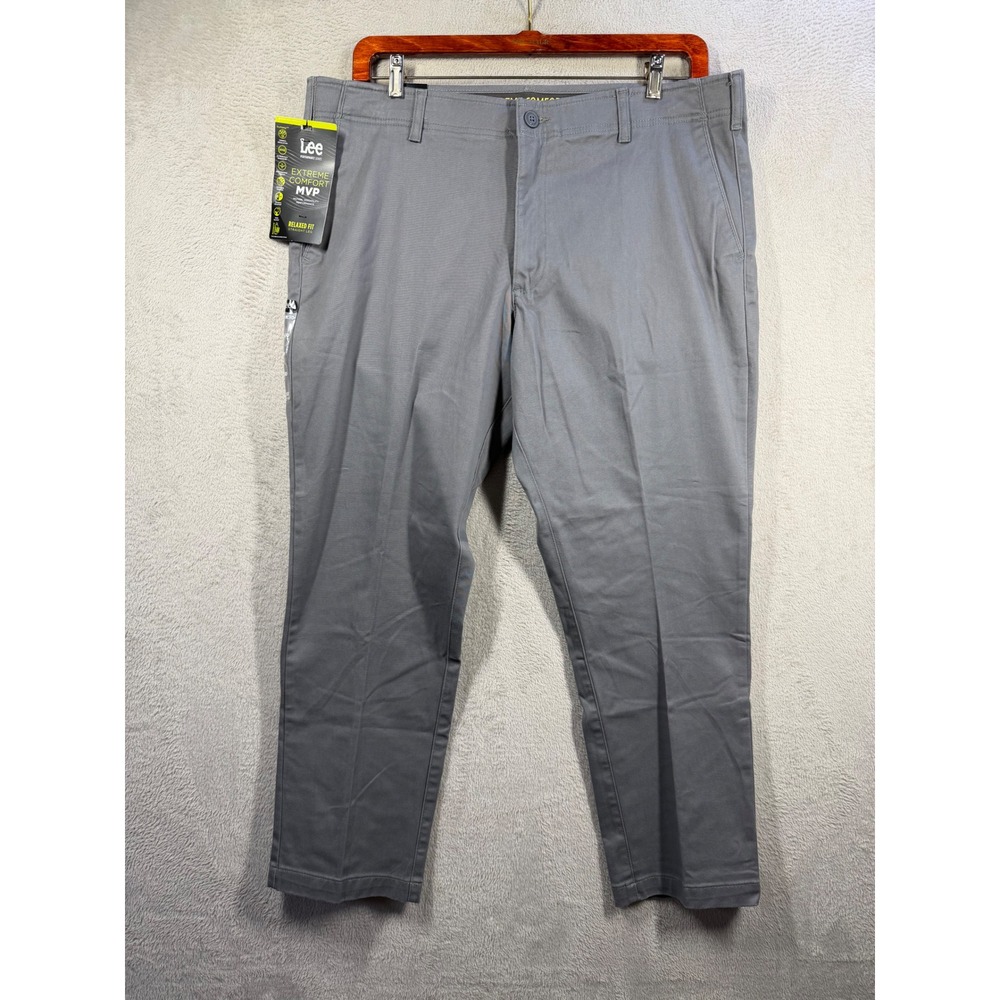 Lee Extreme Comfort MVP Pants Mens 40x30 Gray Relaxed Fit Straight Leg 5181